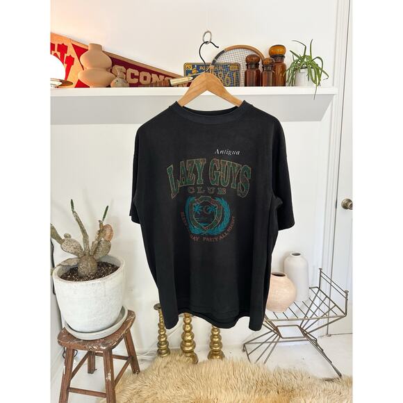 Vintage 90s Single Stitch Lazy Guys Club T-Shirt XL 23.5 x 27 - Picture 1 of 3